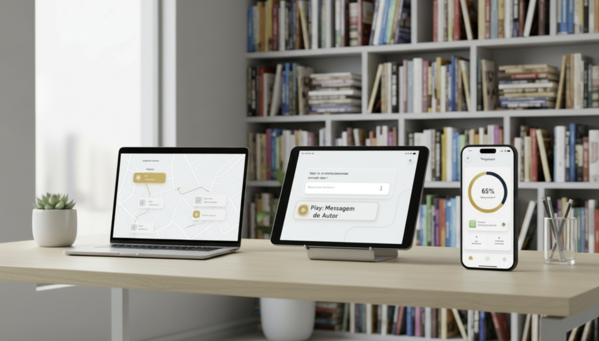 Livro Vivo acessível em laptop, tablet e celular